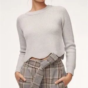 Aritzia Wilfred Sardau Cropped Sweater with Scalloped Hem XXS